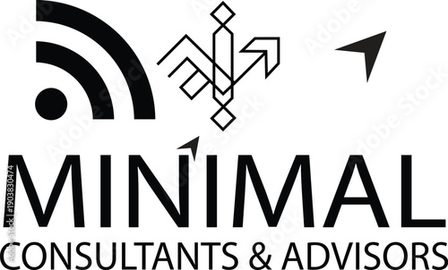 Minimal consultants advisors logo with wi fi and navigation symbols