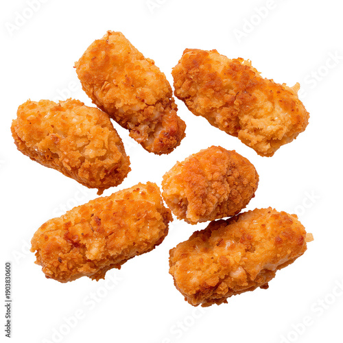 Crispy Fried Snacks Arranged on a White Background Ready for Serving During a...