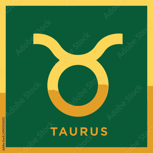 Taurus Zodiac Sign Symbol Golden Icon.