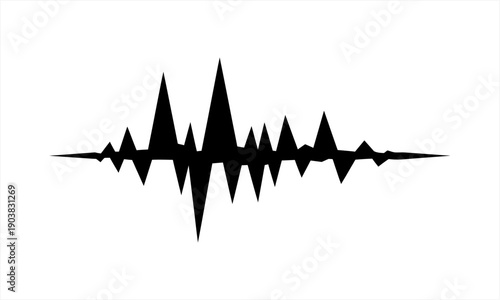 Black sound wave or heartbeat line on a white background.