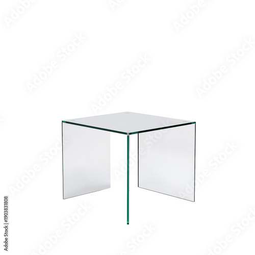 Clear Table Made of Glass on a White Background in a Modern Setting