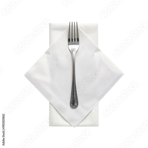 Setting a Table With a Fork on a Folded Napkin at a Dining Area in the Afternoon