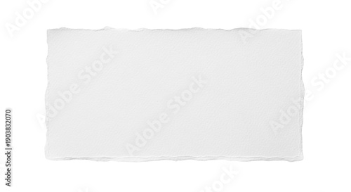 Rough edged paper texture isolated PNG, blank watercolor paper with deckle edge for graphic design and artistic compositions on transparent background