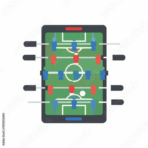 Foosball tabletop top view flat vector illustration on white background