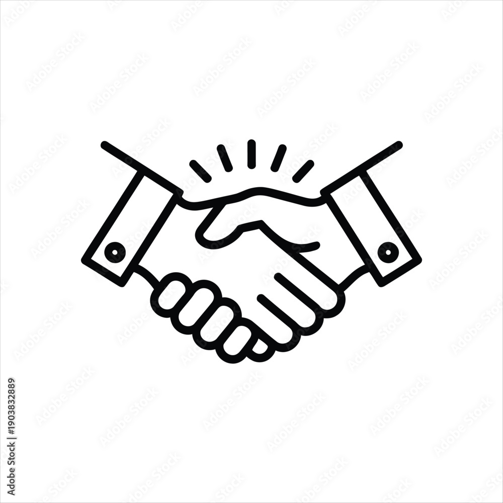 Obraz premium Business handshake partnership line icon