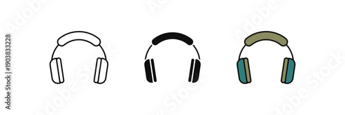 headphone icon. Line, solid and filled outline colorful version, outline and filled vector sign. Idea Symbol, logo illustration. Vector graphics