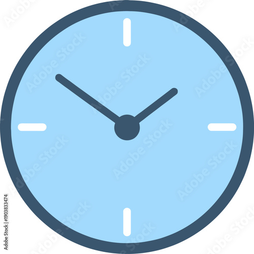 A clock face with hour and minute hands displayed prominently in a simple illustration style