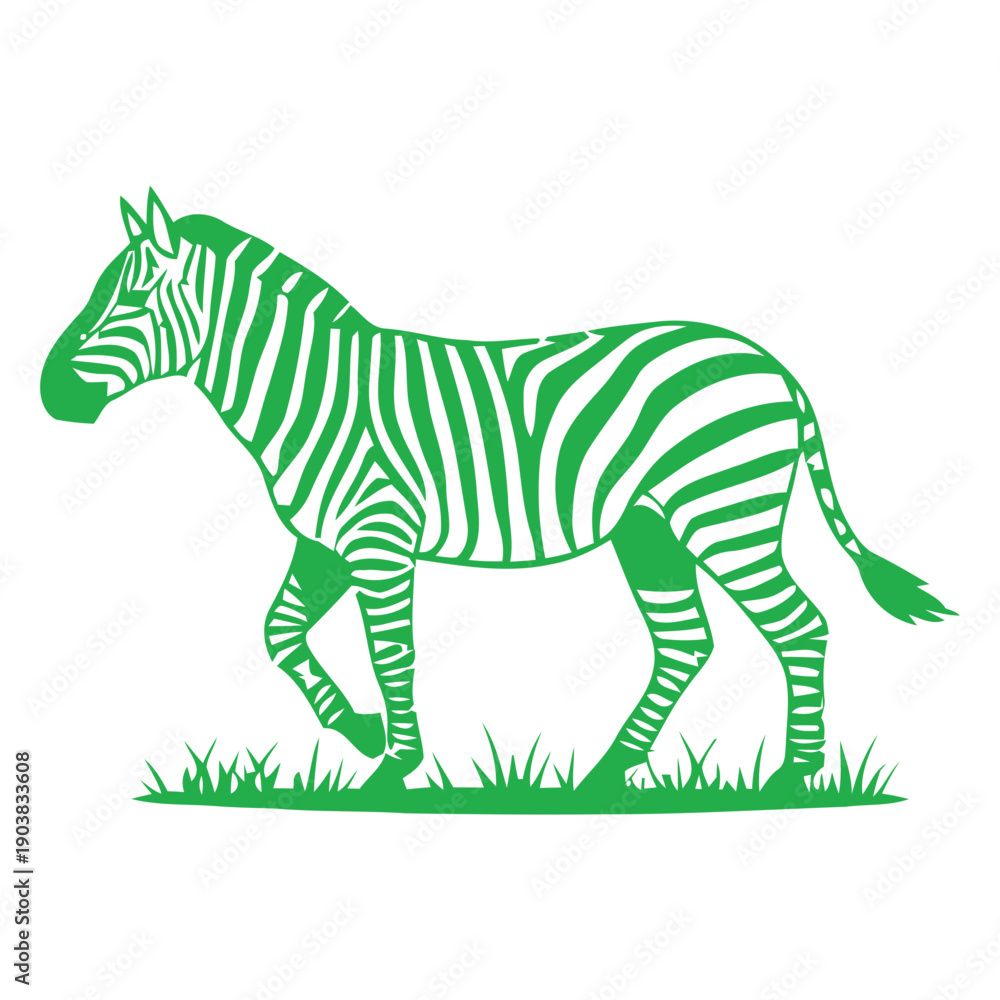 Obraz premium Zebra Side View Silhouette Vector Illustration