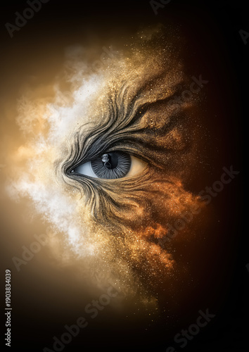 Surreal Eye Depicting Cosmic Vision with Abstract Texture