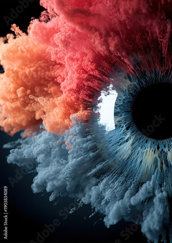 Abstract Color Explosion in Eyeball Pattern Background