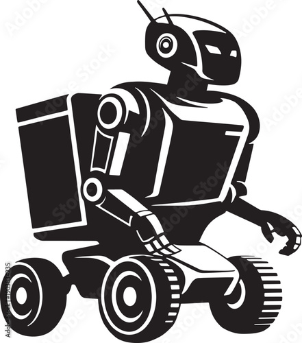 Robot on wheels with antenna