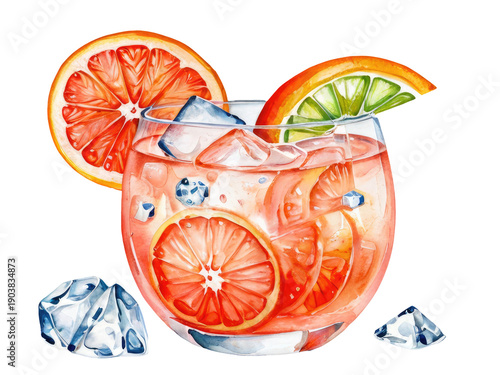 A refreshing drink garnished with orange slices on ice