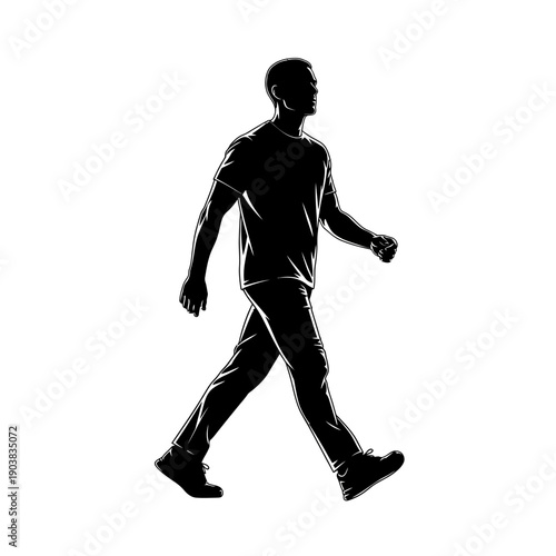 Man walking confidently with confident stride