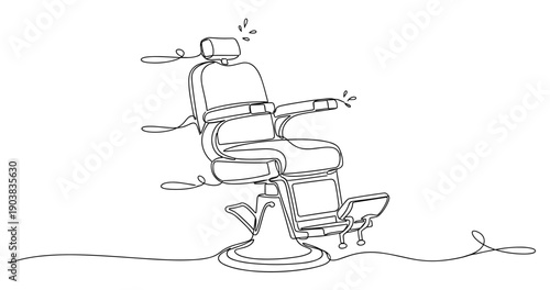 Minimalist continuous line drawing of a classic barber chair. No editable strokes