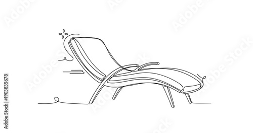 Sleek minimalist chaise lounge design in black and white line art. No editable strokes