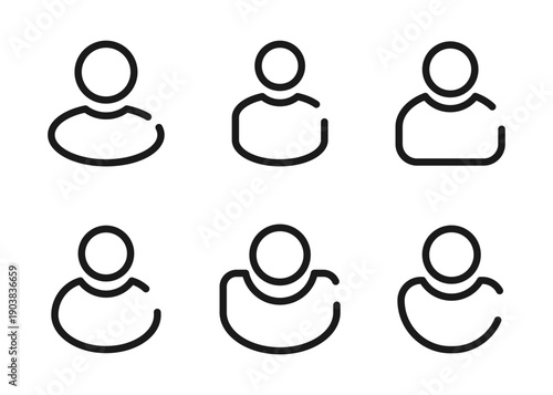 profile icon set featuring common web and Simple minimalist user head and shoulder icons in round frames for digital business profile UI