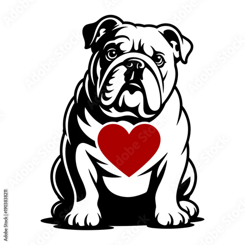English Bulldog with Heart