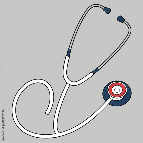 A stethoscope with a red and blue earpiece Vector