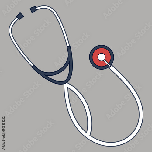 A stethoscope with a red and blue diaphragm Vector
