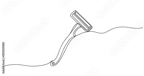 Minimalist line art of razor blade with elegant curves. No editable stroke