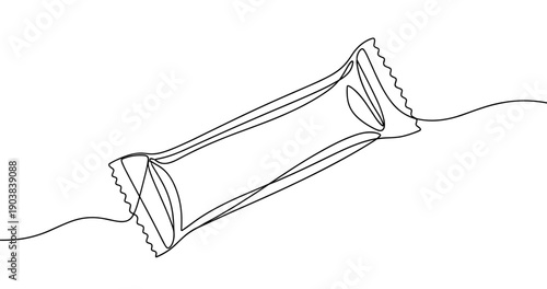 Minimalist line drawing of a candy wrapper with simple design. No editable stroke