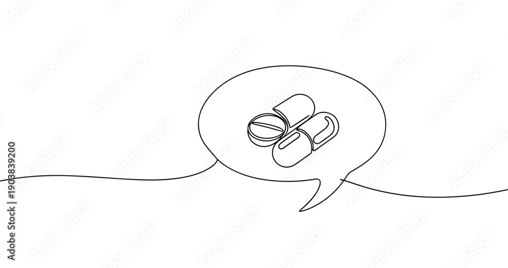 Obraz premium Minimalist line art of speech bubble with capsules. No editable stroke