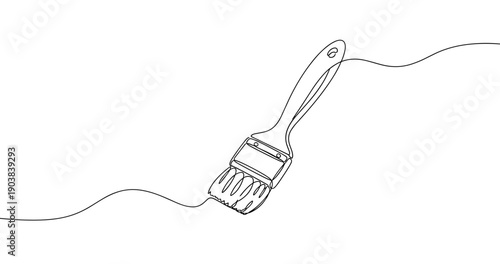 Minimalistic paintbrush line drawing on white background. No editable stroke