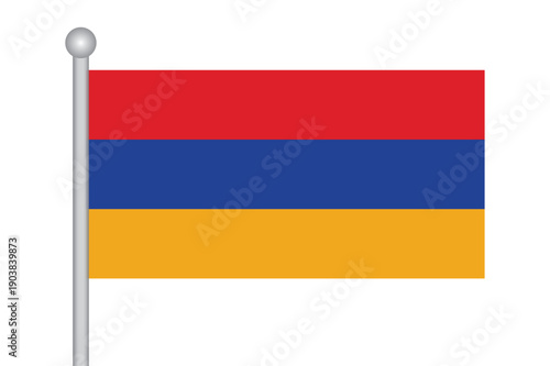 Vector Flag of Armenia with a flagpole