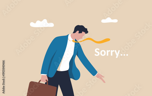 Illustration of a businessman bowing and saying sorry after making a business mistake