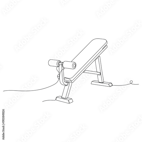 Outline of a workout bench with curved cord details. Non editable stroke