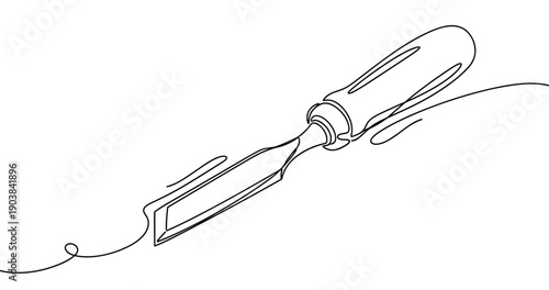Line art illustration of a flathead screwdriver. Non editable stroke