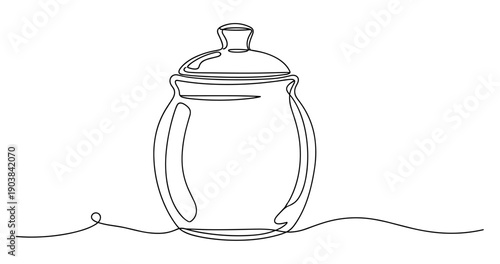 Minimalist line art of glass jar with lid. Non editable stroke