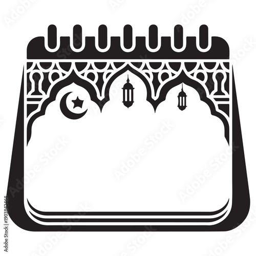 Ramadan calendar icon fame silhouette line art vector illustration design