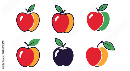 Apple Line art color modern style