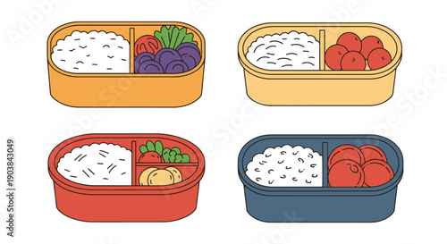 Bento Box Line art filed color creative design