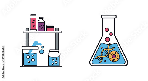 Bioinformatics Line art digital illustration