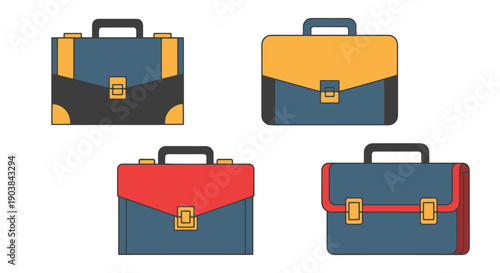 Briefcase Line art flat illustration