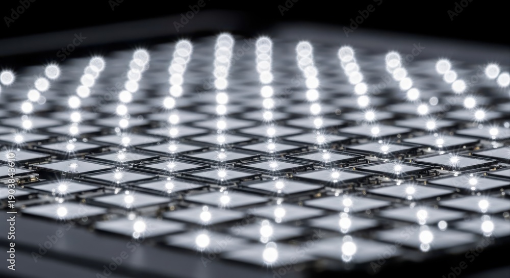 Fototapeta premium Close-up of LED Grid Lighting Display.