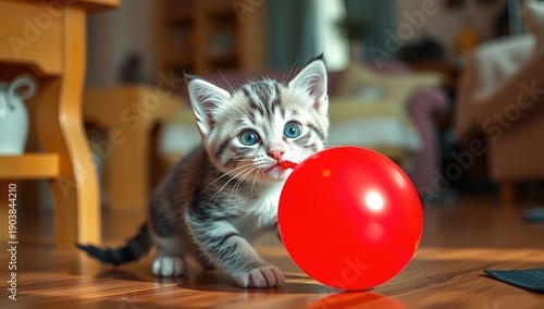 Small curious kitten in warm home environment