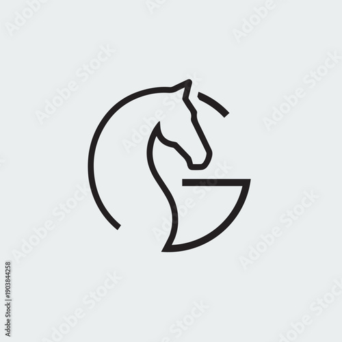 Minimalist horse head icon G letter