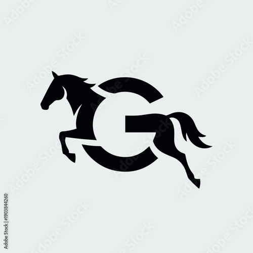 A horse jumping mixed with a G letter
