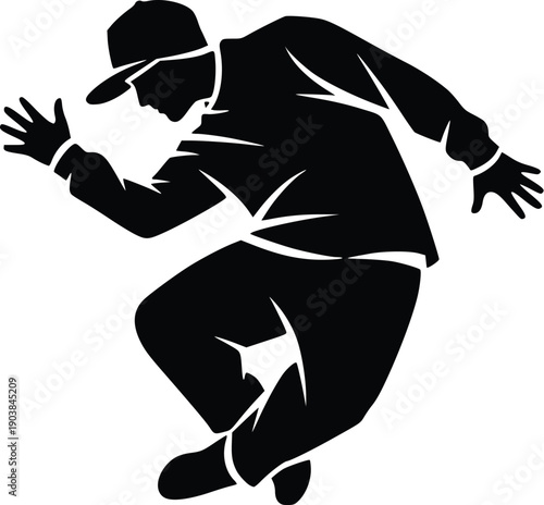 Choreography poses. Various Dynamic Poses Breakdance Movement Black White Vector Illustration