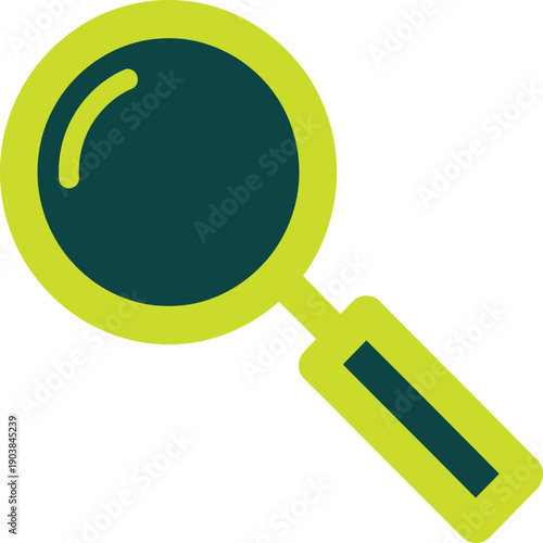 A stylized magnifying glass with a green handle and blue lens examining an invisible subject Vector
