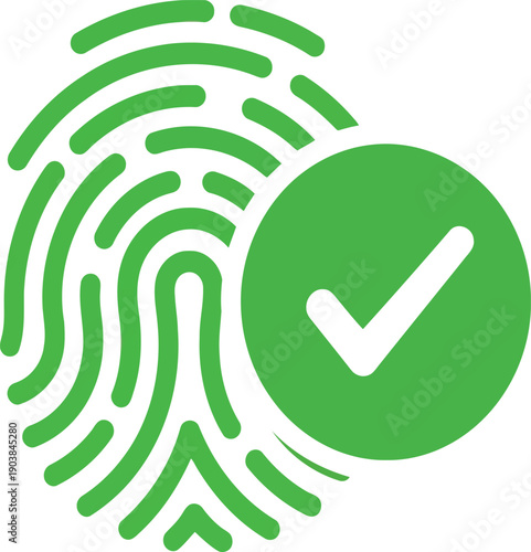 Security verification using fingerprint and digital confirmation mark Vector