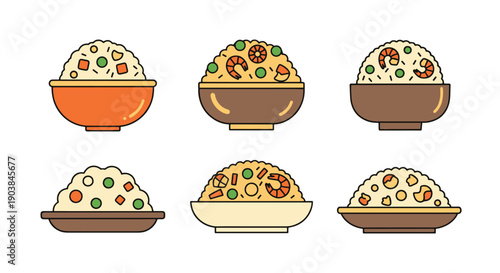 Fried Rice Line art digital illustration