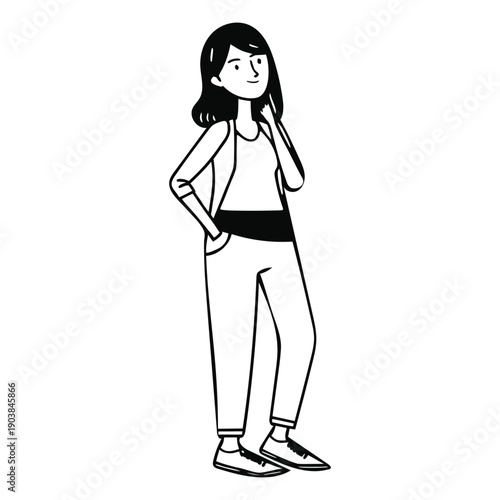 Casual Woman Standing Character Vector Illustration