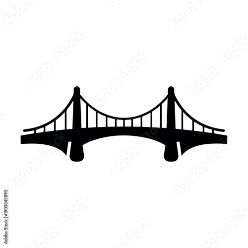Golden Gate Bridge black silhouette vector illustration isolated on white background minimal design