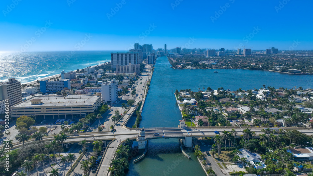 Obraz premium Hollywood Beach Florida aerial photo