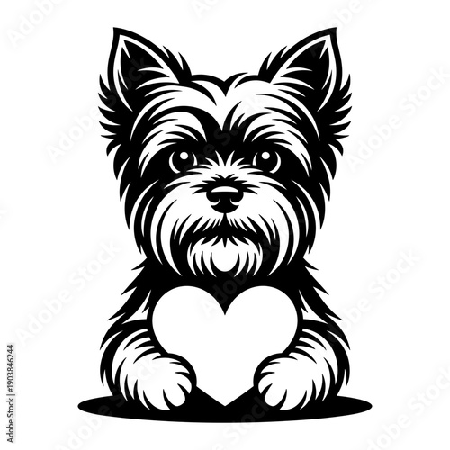 Yorkshire Terrier Dog with Heart