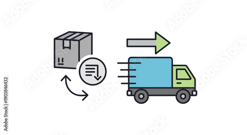 Delivery Truck Receiving Package with Documents.
